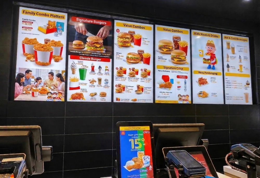 Digitální jídelní tabule rychlého občerstvení